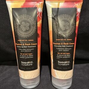 2 NEW Tweak'd by Nature Peaches & Fresh Cream Cleansing Hair‎ Treatment 3oz